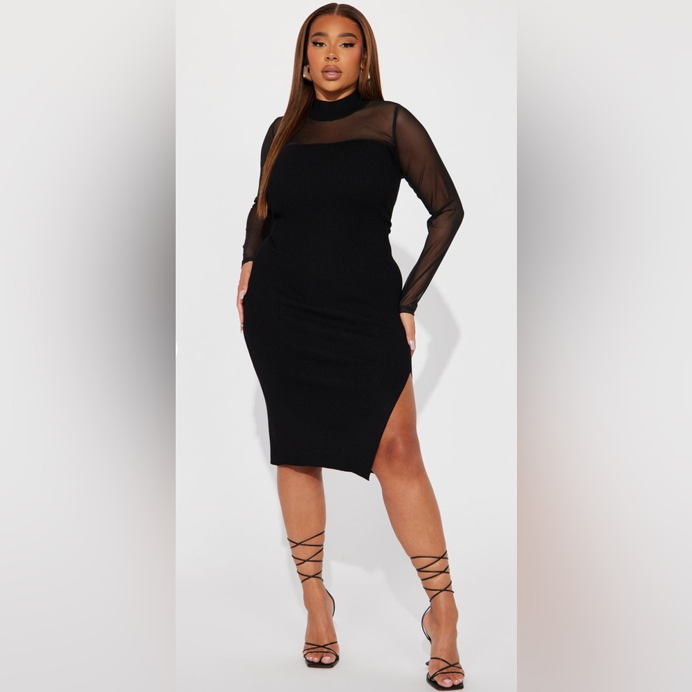 Elegant Black Sheer Sleeve Dress